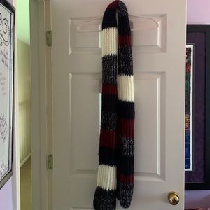Navy, White, and Maroon Knit Scarf